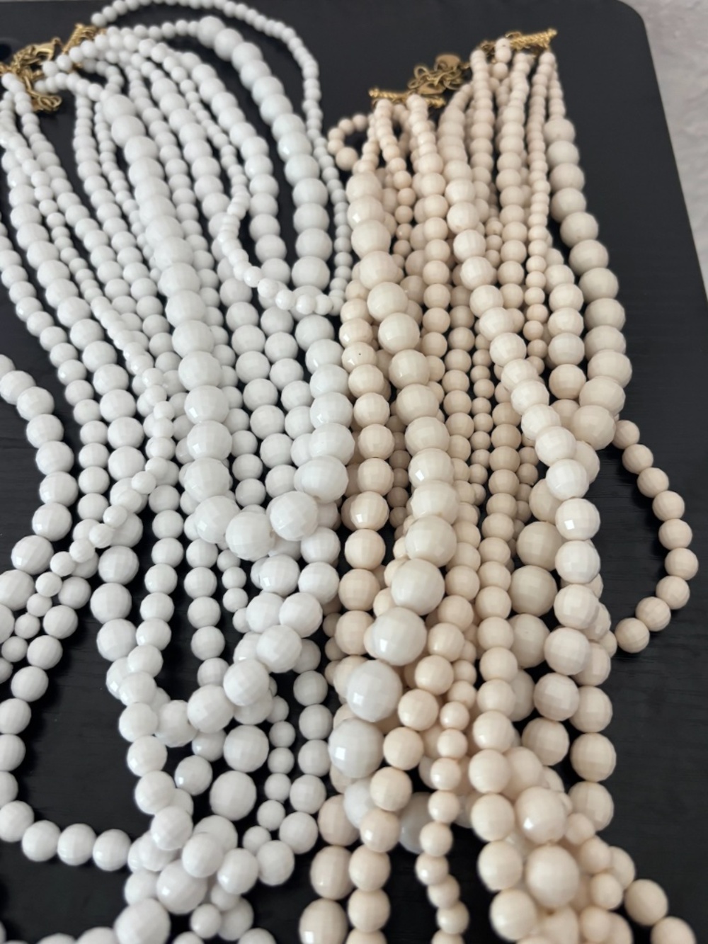 R.J. Graziano 2 Multi Strand Beaded Necklaces | White & Ivory Statement